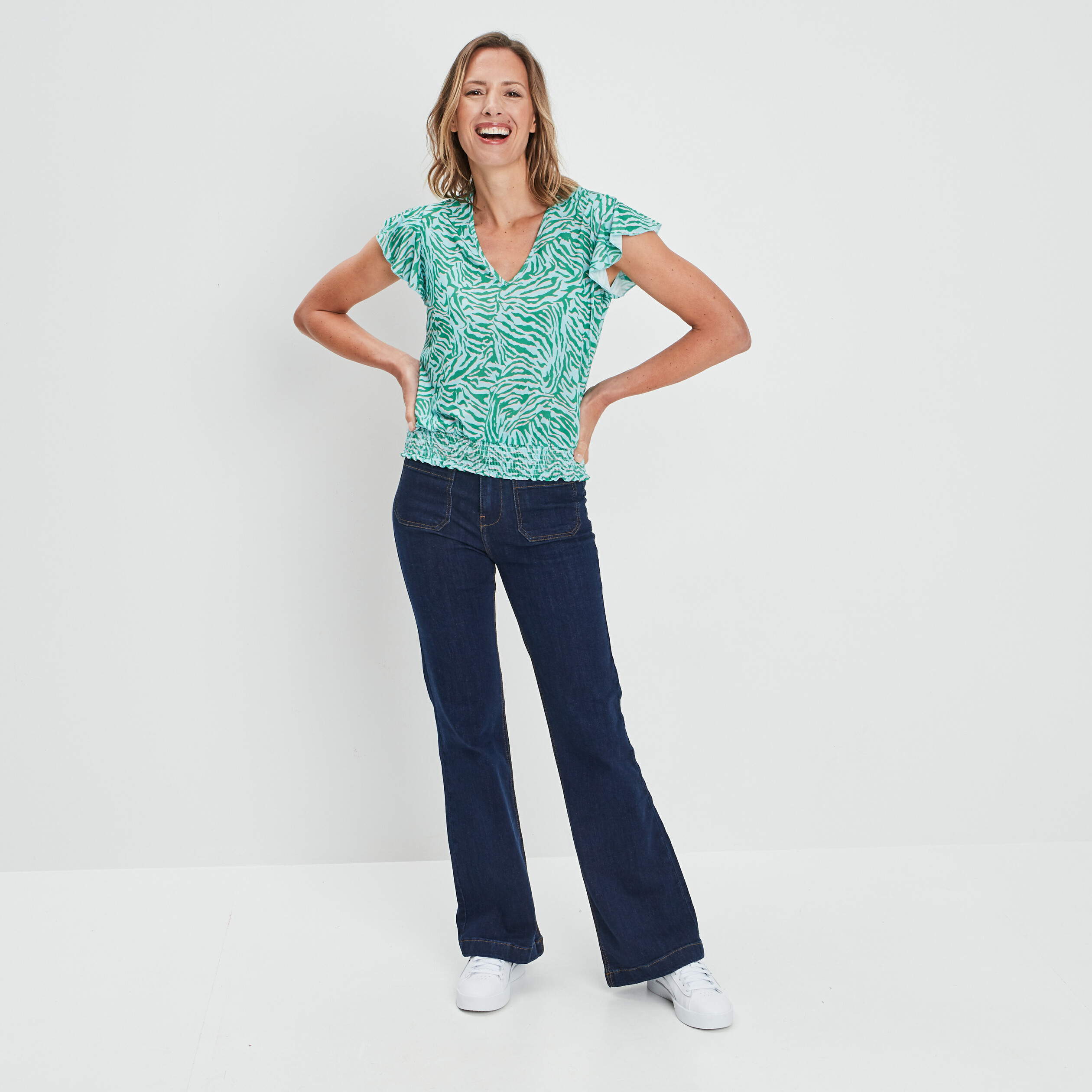 T-shirt manches courtes vert turquoise femme | La Halle