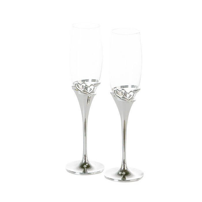 Champagnerglas 2er Set silber