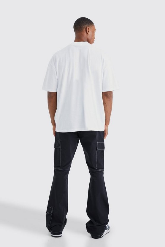 Slim-Fit Cargo-Hose mit Kontrast-Naht und elastischem Bund