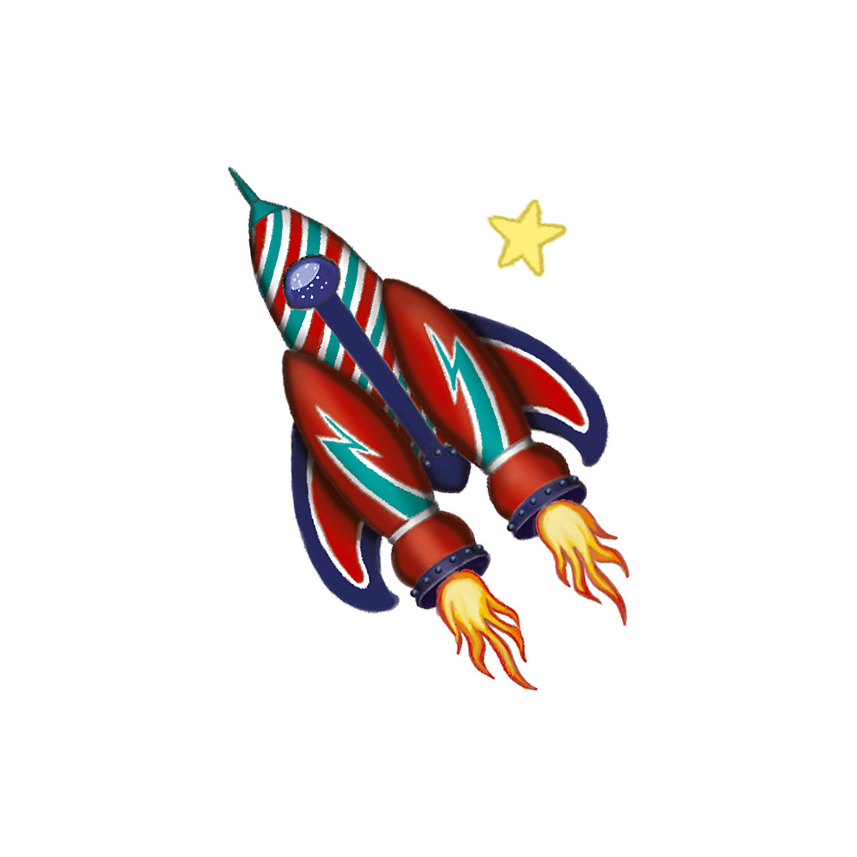 Mini-Tattoos Rakete & Planeten, 24 Stück