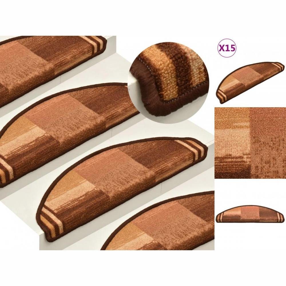 Stufenmatte Treppenmatten Selbstklebend 15 Stk Braun 65x21x4 cm, vidaXL, Höhe: 4 mm