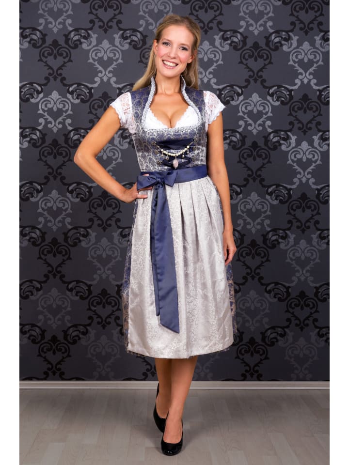 Edelnice Midi Dirndl 2-teilig Marianna in blau, silber günstig kaufen