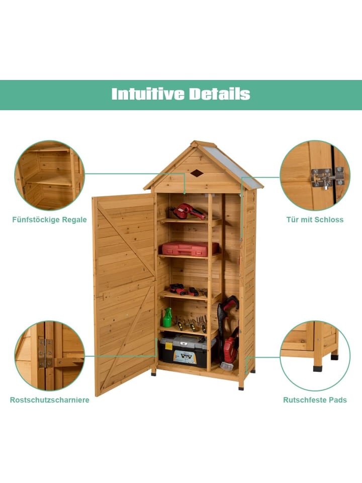 COSTWAY Gartenschrank 177cm in Hellbraun günstig kaufen onesize