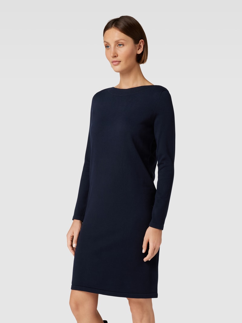 Knielanges Kleid mit U-Ausschnitt in marineblau
