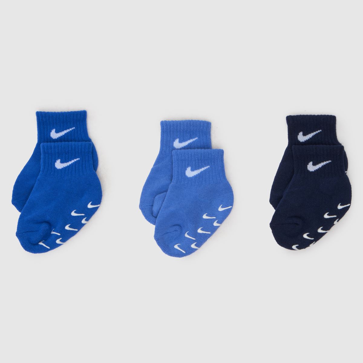 Nike blå multifärgade swoosh-strumpor för barn, 3-pack