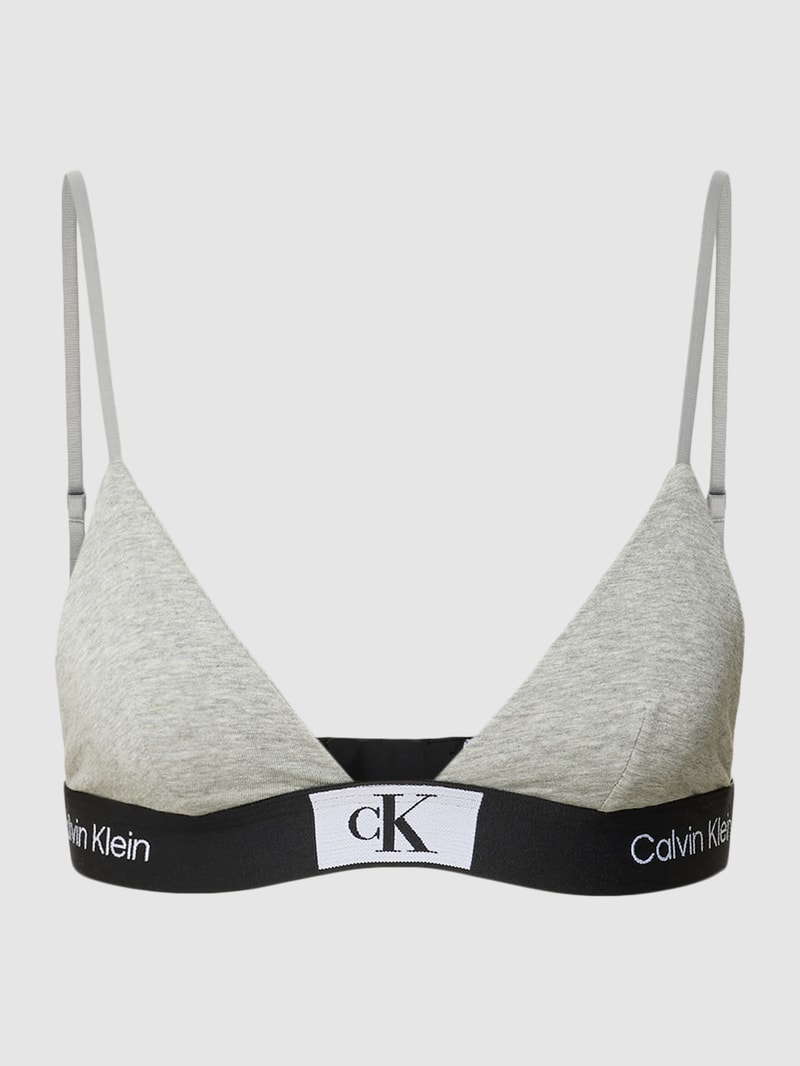 Bralette mit elastischem Logo-Bund in hellgrau meliert