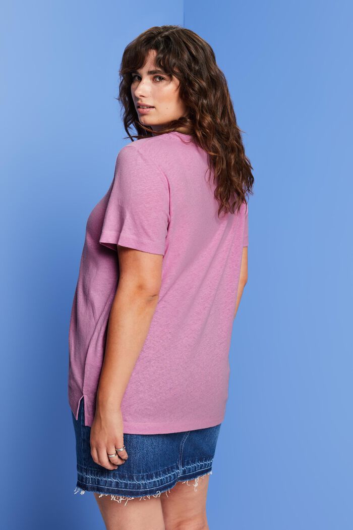 CURVY T-Shirt aus Baumwolle-Leinen-Mix