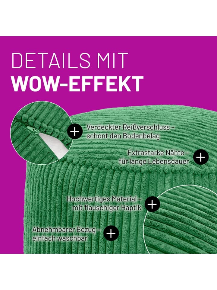 Lumaland LUMALAND Sitzsack Pouf Cord - Dunkelgrün günstig kaufen onesize