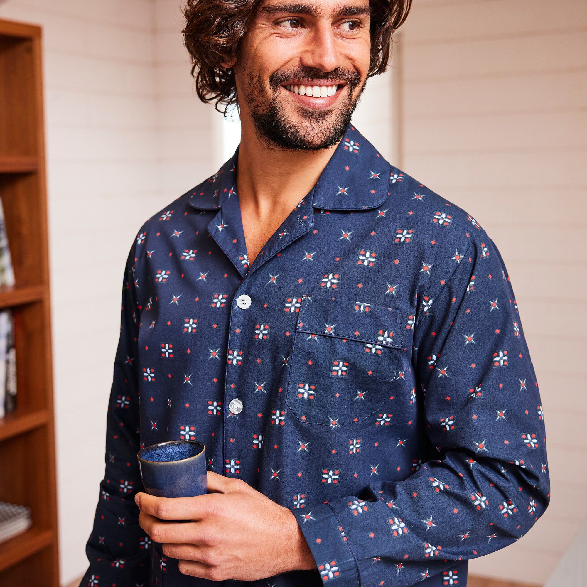 Pyjama imprimé popeline polyester/coton