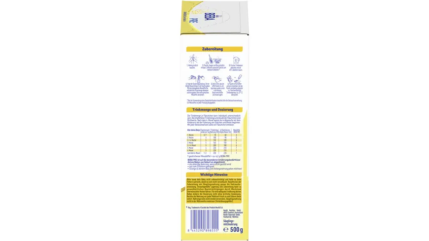 NESTLE BEBA Pre Anfangsmilch 500 g