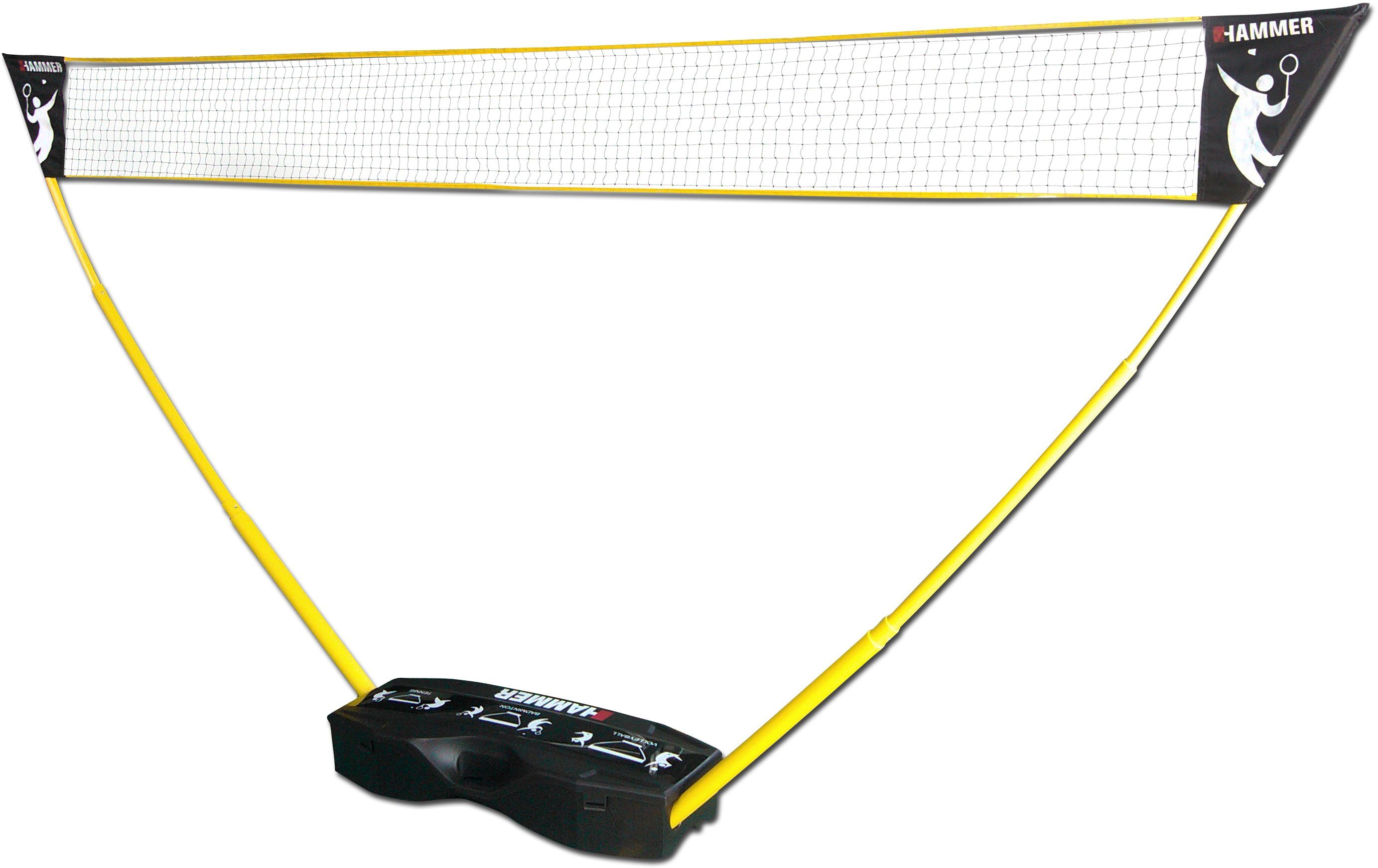 Hammer Tennisnetz (Tragekoffer, Netze, Teleskop Netzpfosten, Bodenanker), 3in1 Netz-Set für Badminton, Tennis und Volleyball