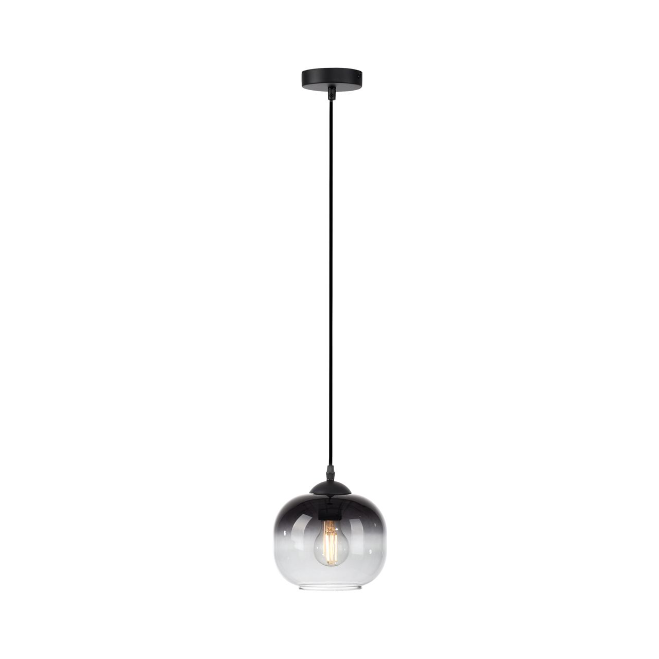 JUST LIGHT Pendelleuchte ZEA, 1x E27/25 Watt max., Glas in Rauchfarben, Schwarz