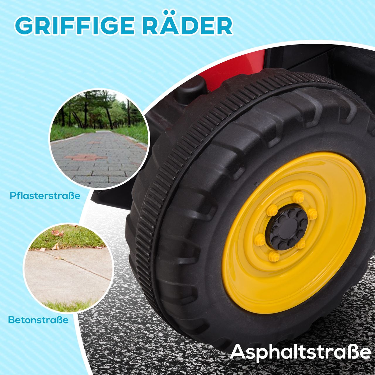 HOMCOM Elektrischer Traktor Kinder Aufsitztraktor mit MP3 Funktion, 3-6KM/H Rot