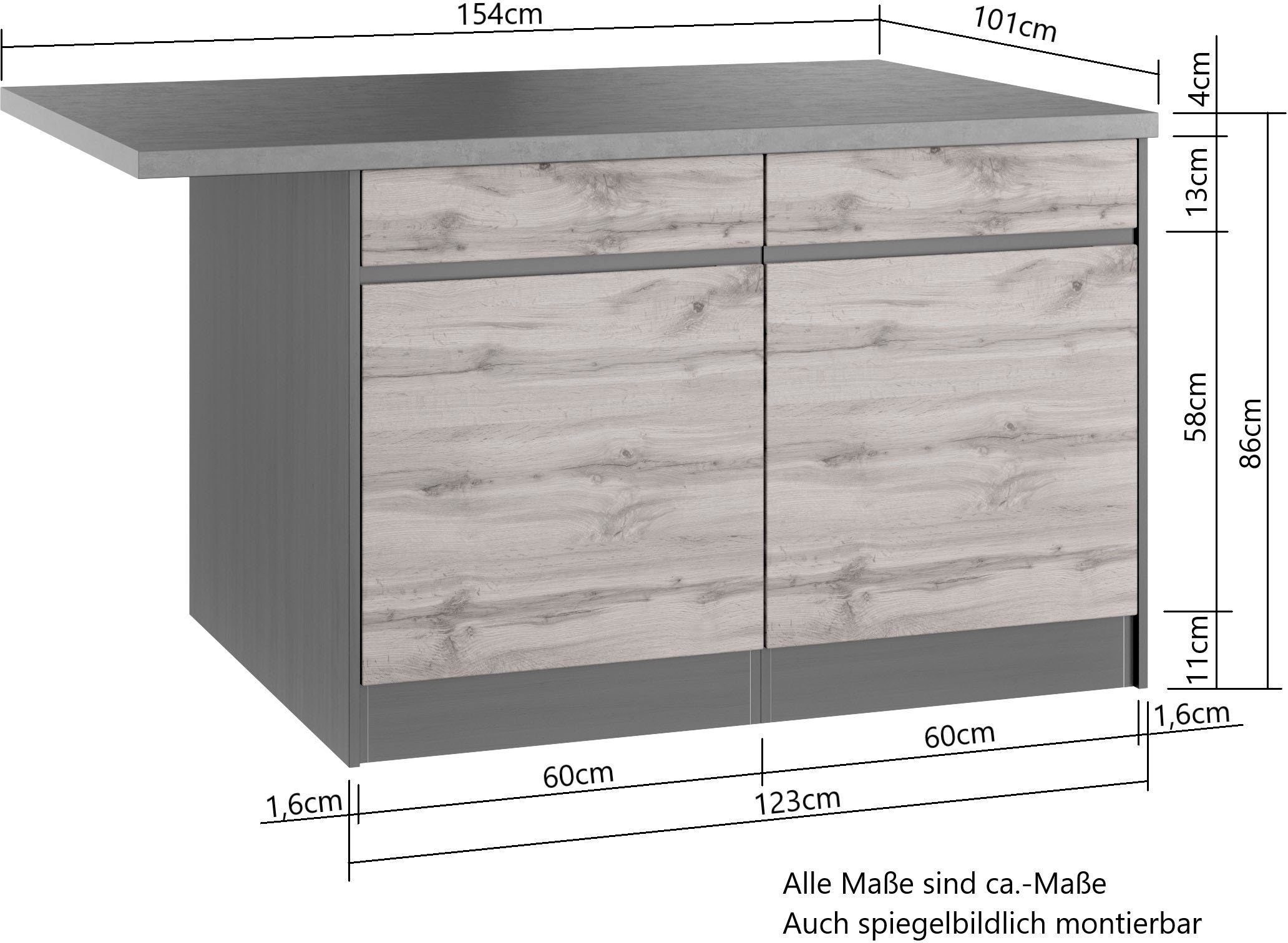 HELD MÖBEL Küche Riesa, Stellbreite 340x150 cm, wahlweise mit oder ohne E-Geräte