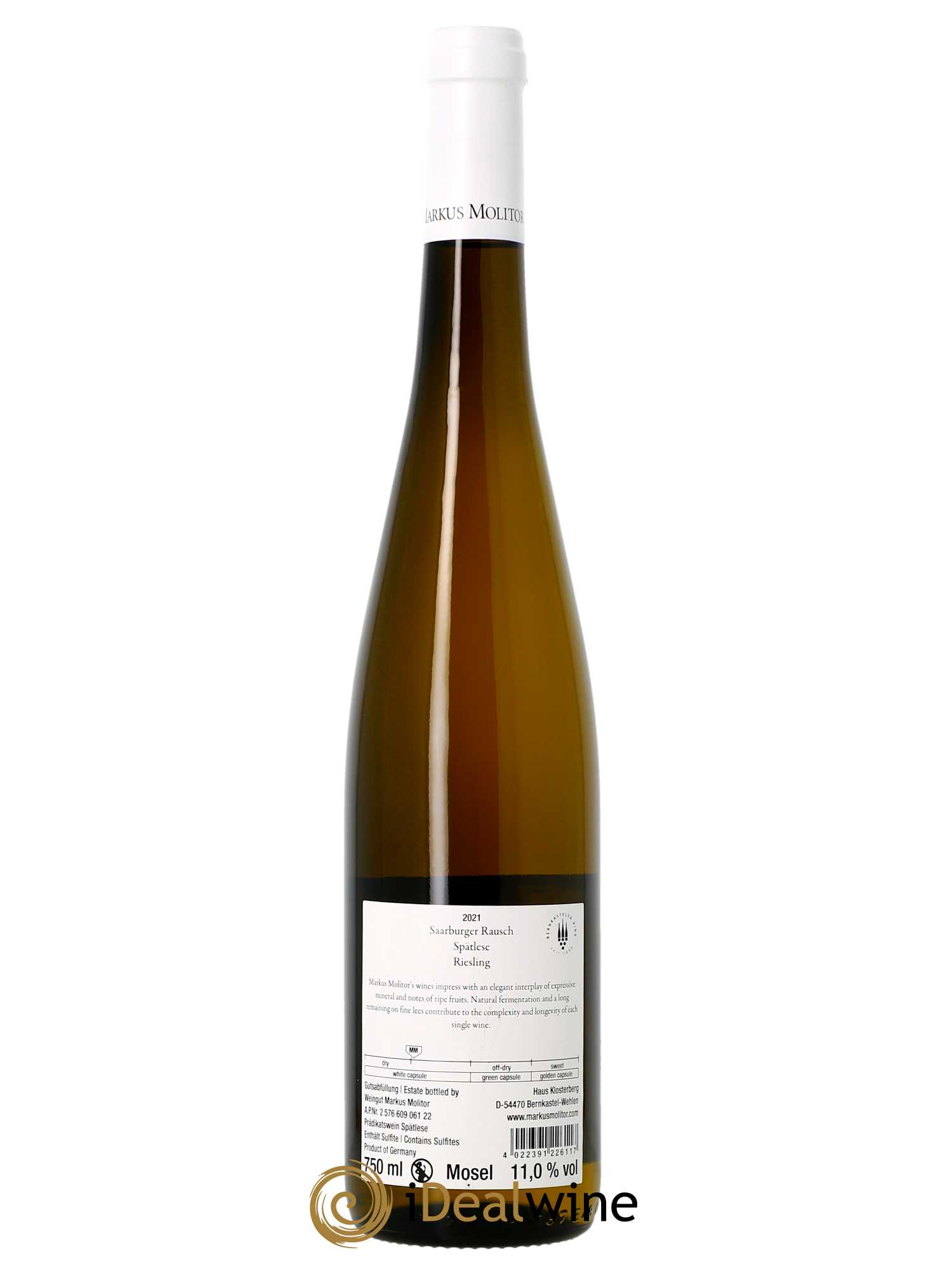 Riesling Markus Molitor Saarburger Rausch Spatlese White Capsule  2021 - Lot de 1 Bouteille