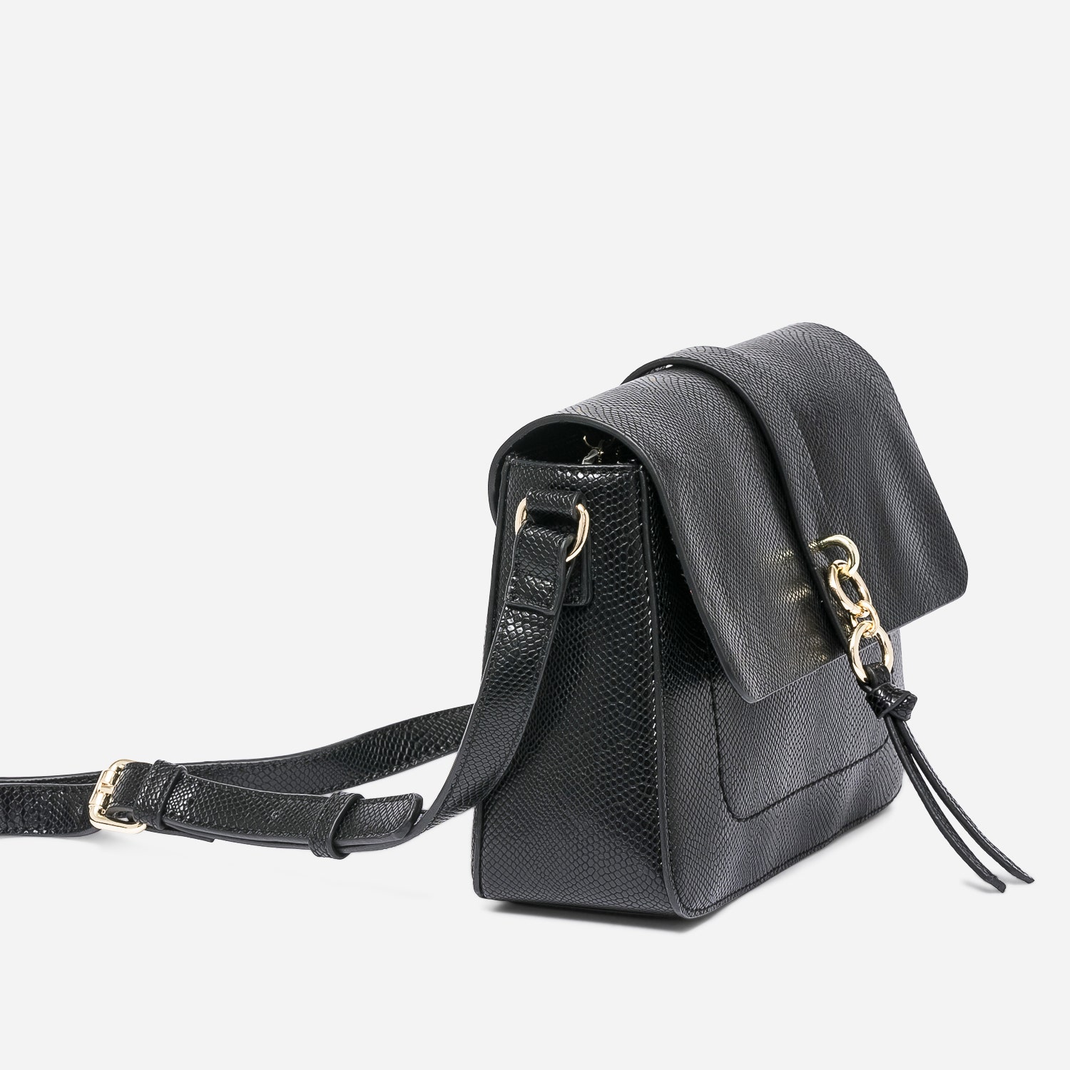 Sac bandoulière noir avec double anneaux