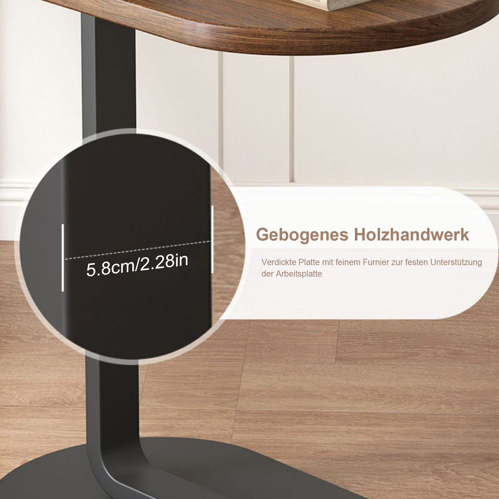 OKWISH Couchtisch Sofatisch Kaffeetisch Teetisch Telefontisch Beistelltisch Nachttisch (45 cm x 30 cm x 63 cm, Ablagetisch elliptisch Wohnzimmertisch Laptoptisch MDF Platte Vintage), Tisch Wohnzimmer Schlafzimmer Arbeitszimmer Küche Balkon Badezimmer