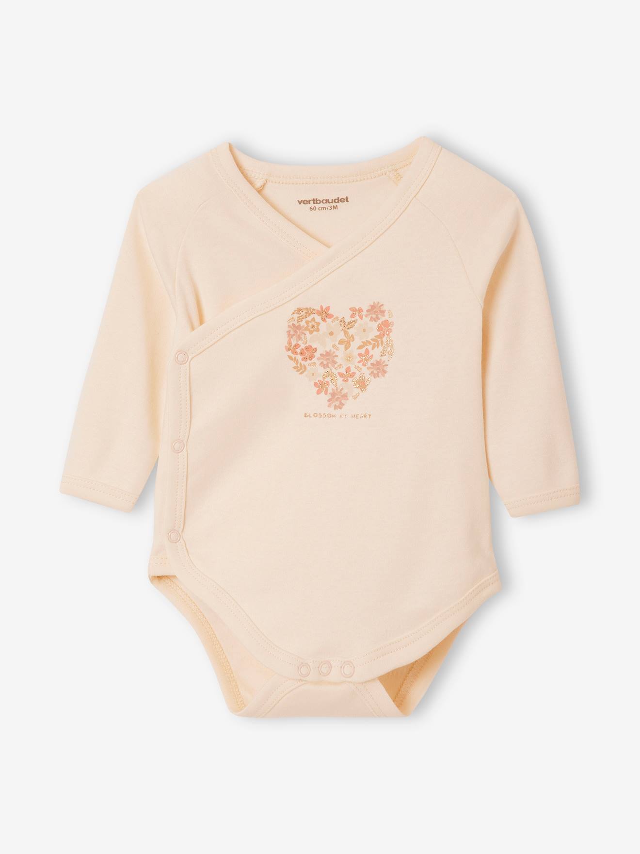 Vertbaudet 5er-Pack Baby Wickelbodys, lange Ärmel Oeko-Tex - pudrig rosa