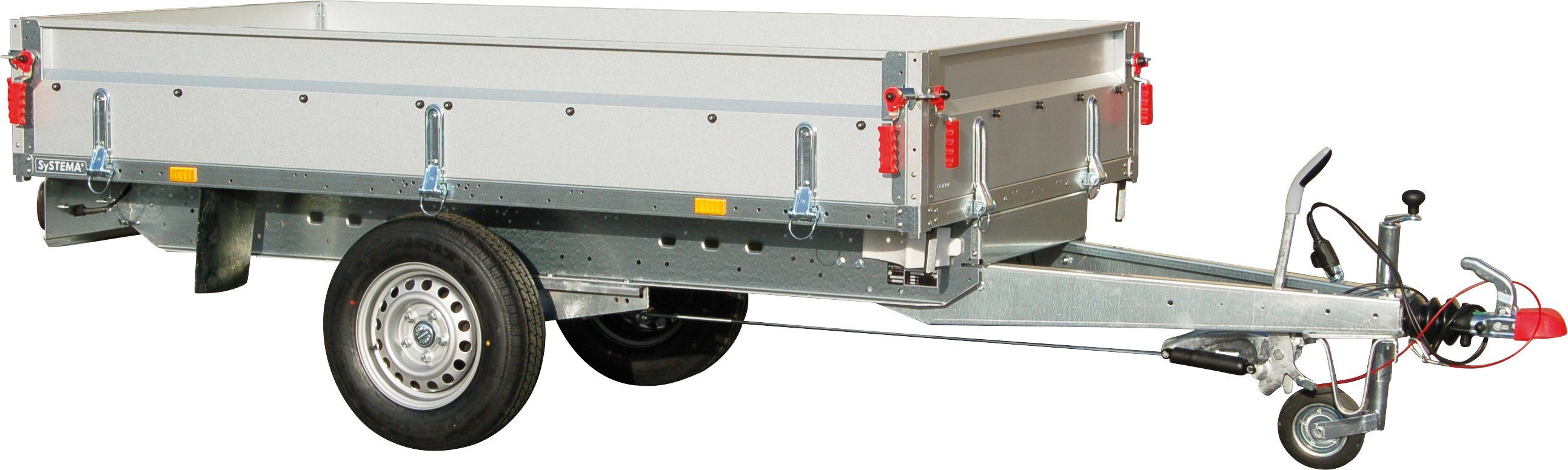 STEMA PKW-Anhänger BASIC SH 1300-25-13, max. 905 kg, inkl. Gitteraufsatz und Flachplane