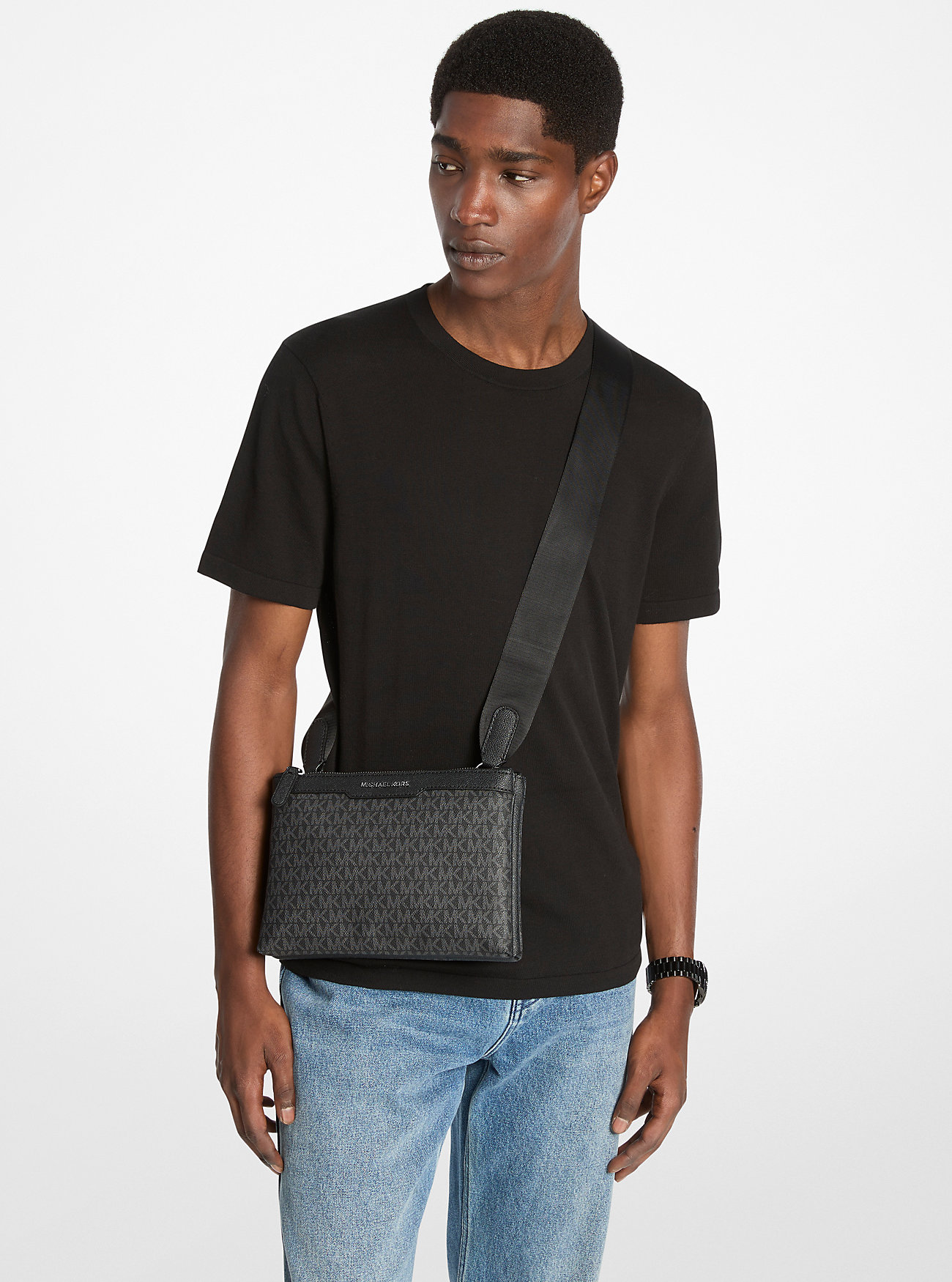 Hudson Signature Logo Crossbody Bag - BLACK