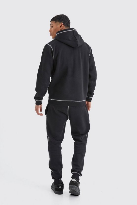 Jogginghose mit Borg-Applikation und Kontrast-Naht