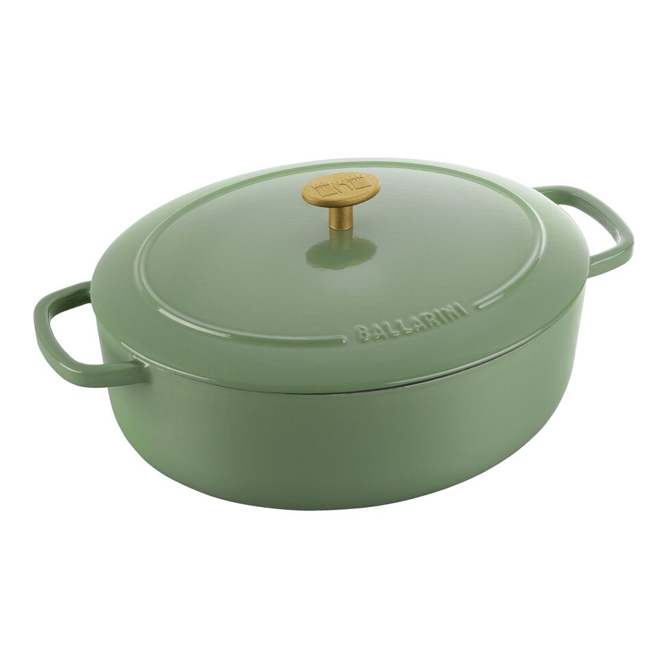 Cocotte 29 cm, oval, Grün, Gusseisen