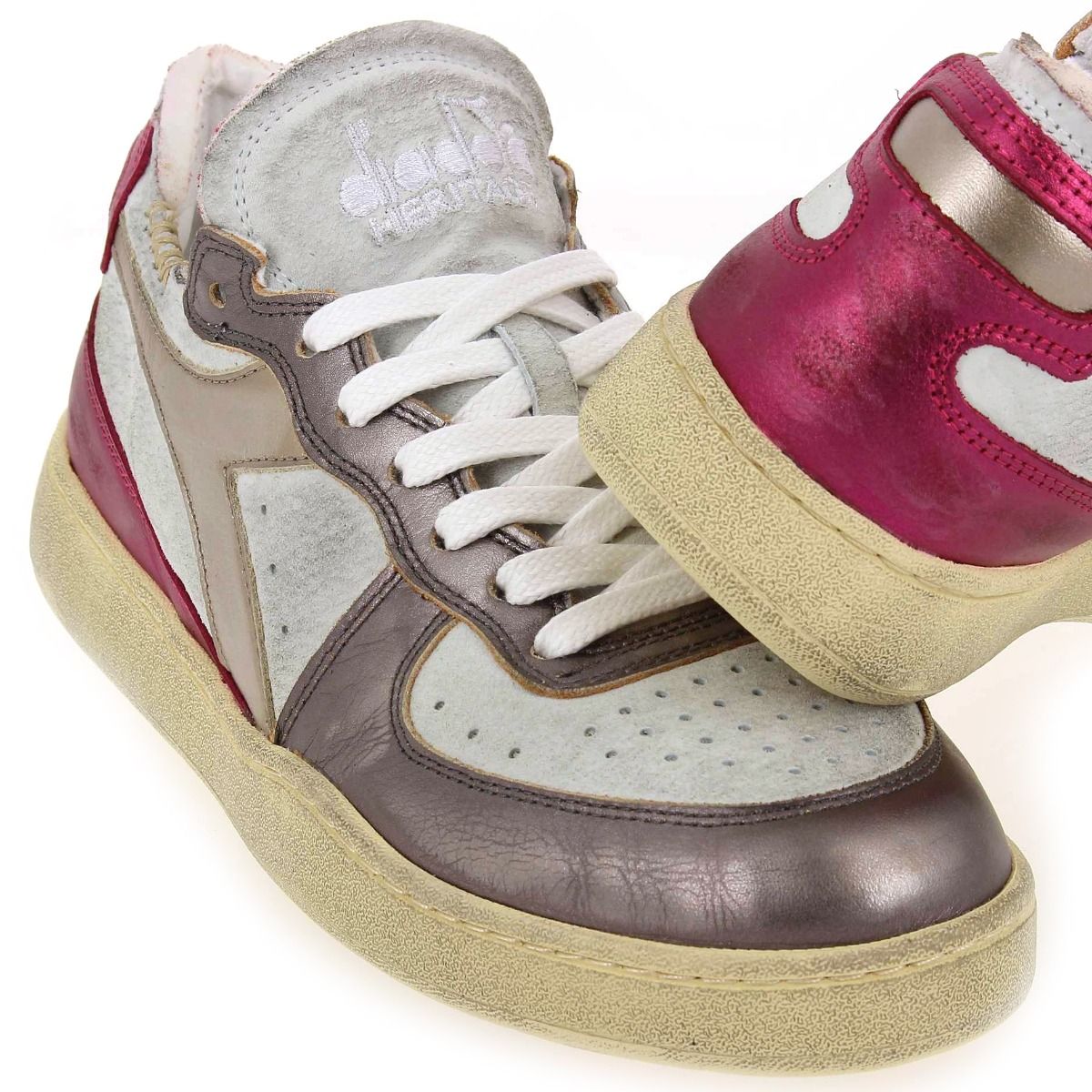 Diadora heritage  MI BASKET ROW - Fuchsia Blanc