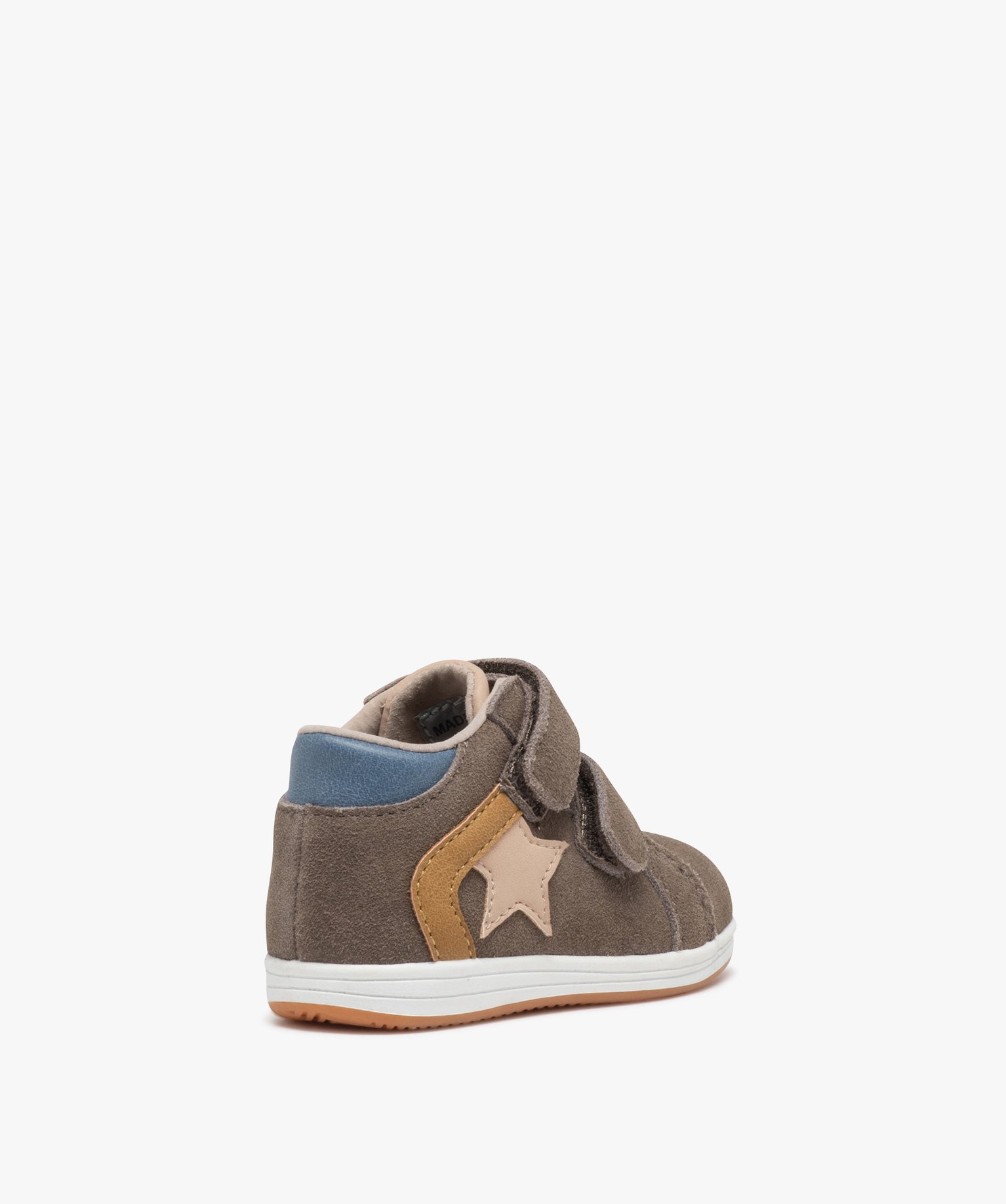 Chaussures premiers pas bébé Garçon en cuir double scratc... taupe | GEMO