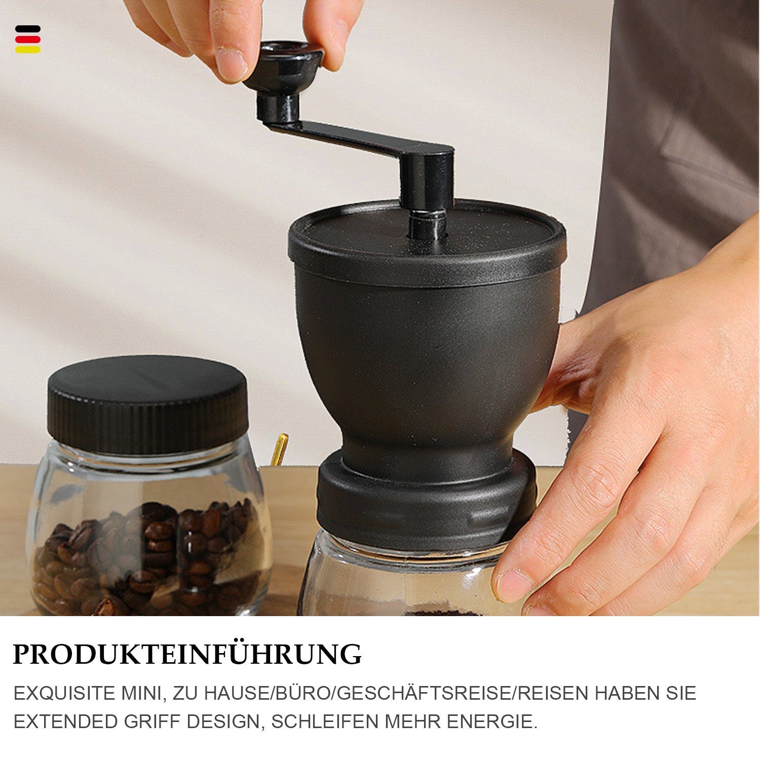 MAGICSHE Kaffeemühle Tragbare Handkurbel-Kaffeemaschine Kaffeebohnenmahlwerk