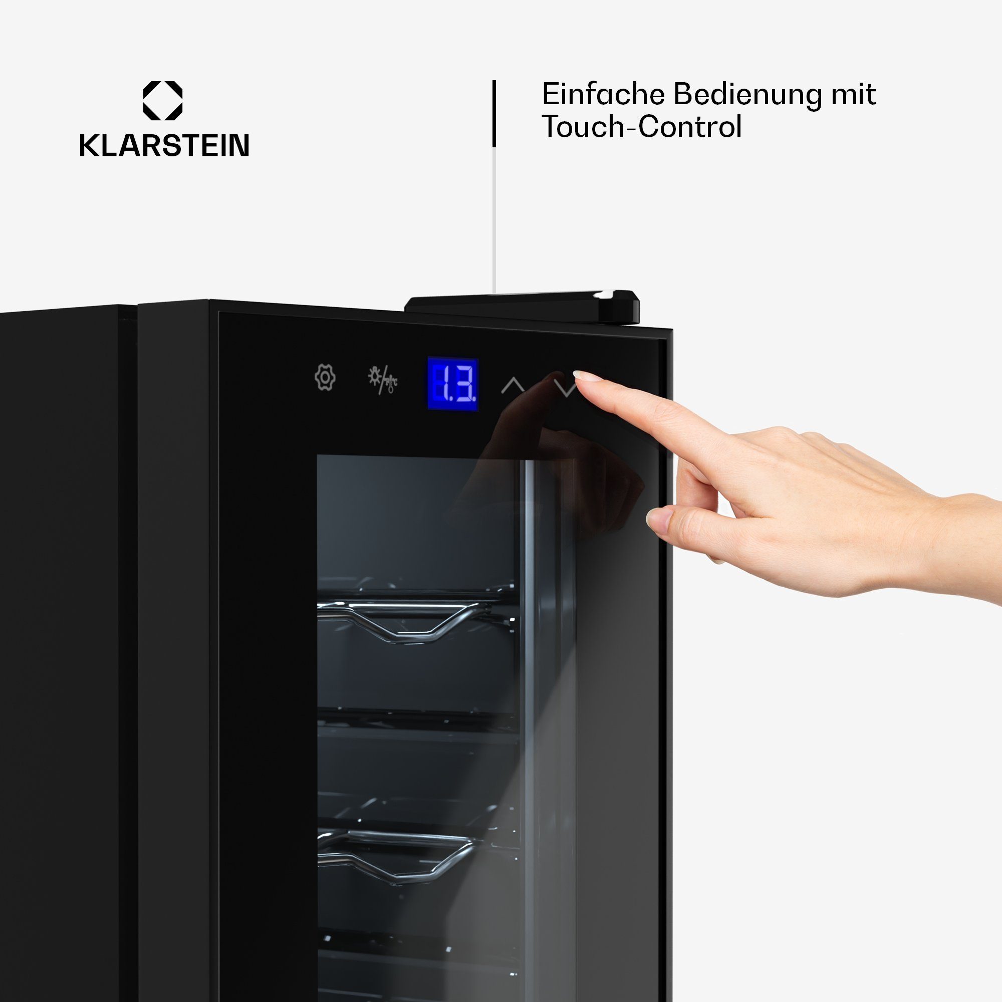 Klarstein Weinkühlschrank Shiraz 14 Slim Uno, für 14 Standardflaschen á 0,75l,Wein Flaschenkühlschrank Weintemperierschrank Weinschrank Kühlschrank