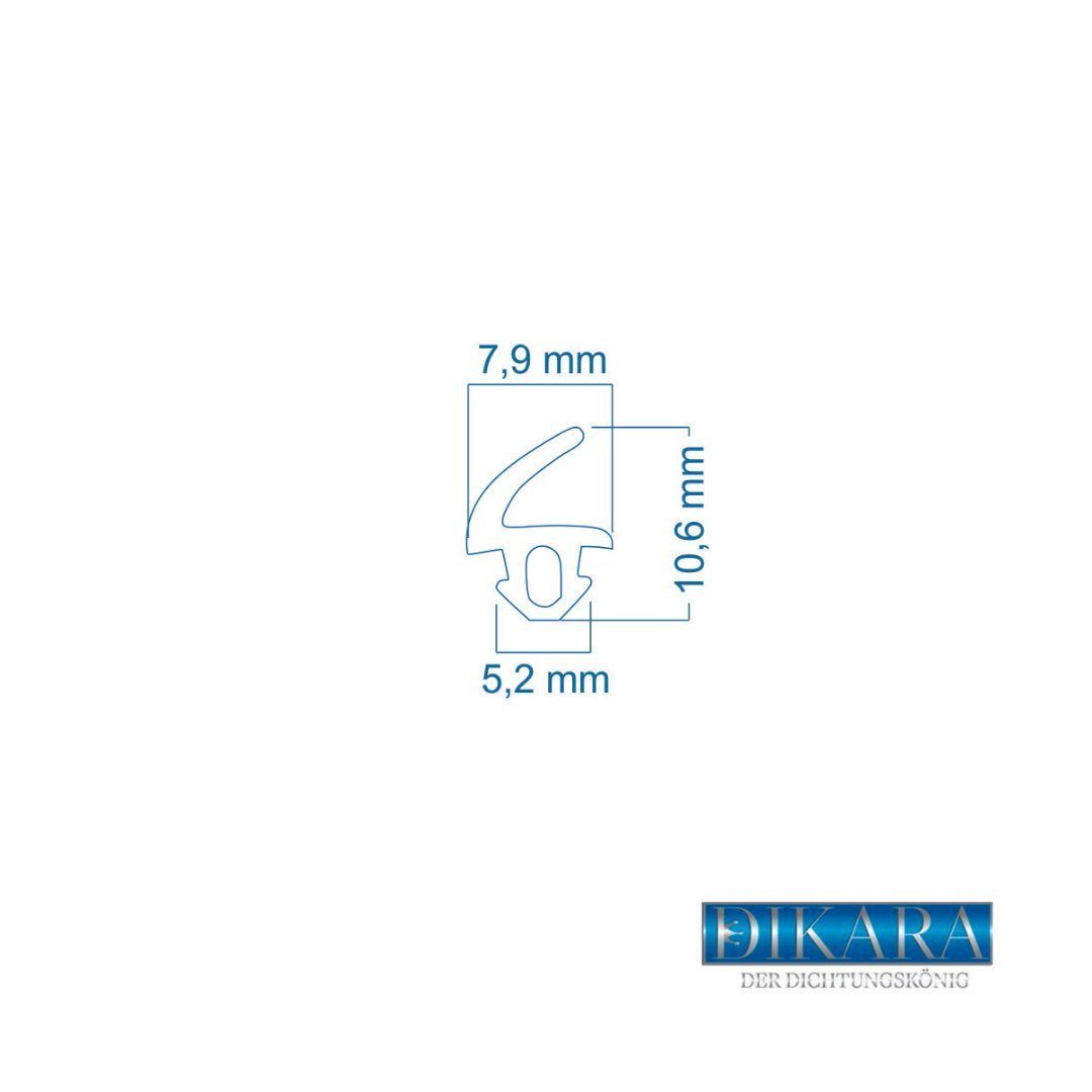 Dikara Dichtungsband Fensterdichtung Aluminium-, Kunststofffenster Höhe 10,6mm Nut 5,2mm, Antidehnungsfaden, TPE