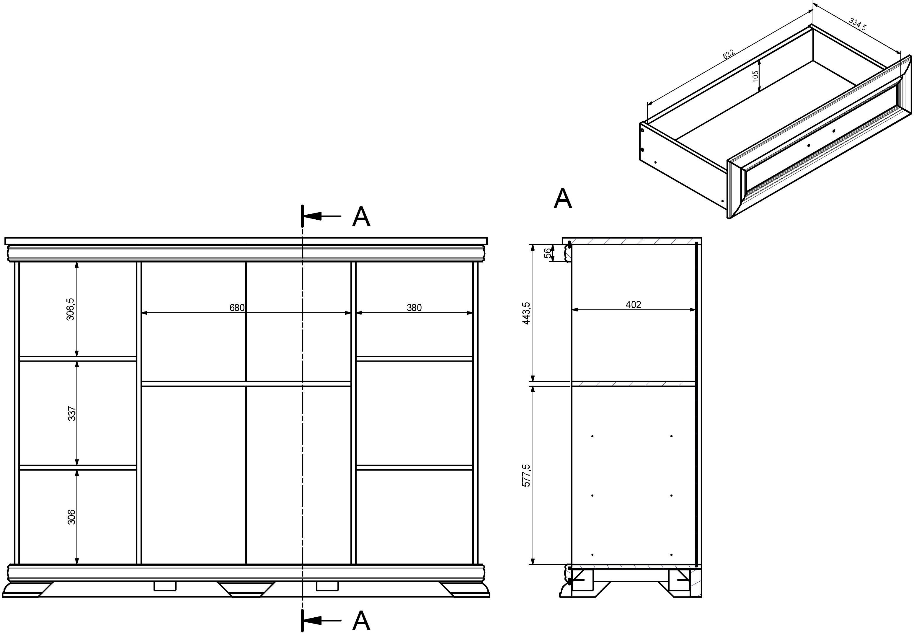 Home affaire Highboard Royal, Breite ca. 158 cm
