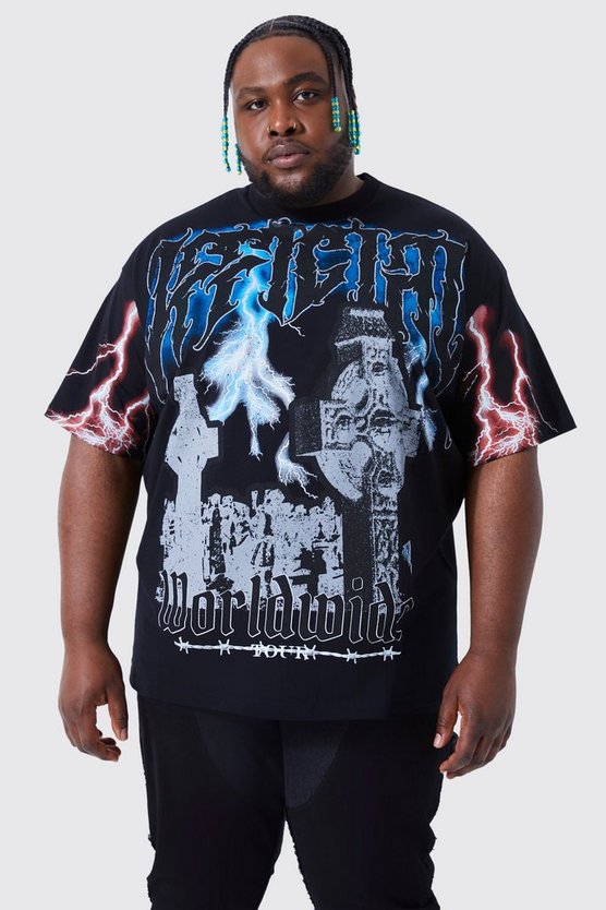 Plus Oversize T-Shirt mit Gravestone Print