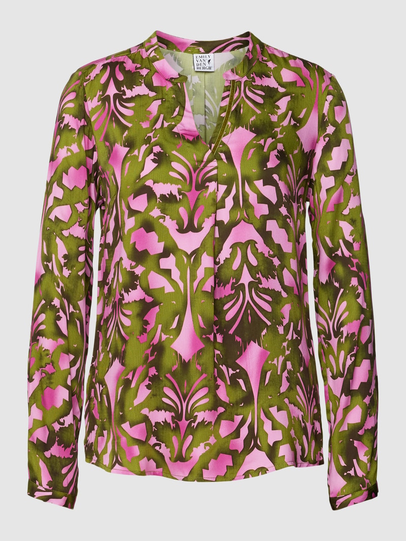 Bluse mit Tunikakragen Modell 'Ornament' in pink