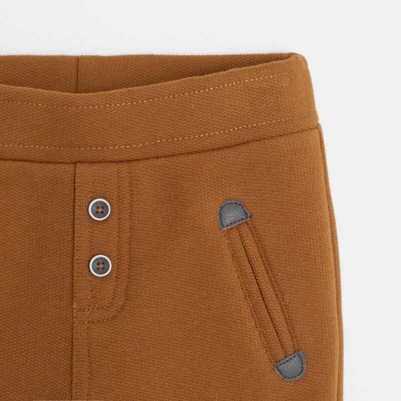 Jogpant molleton coton bio couleur marron bébé garçon