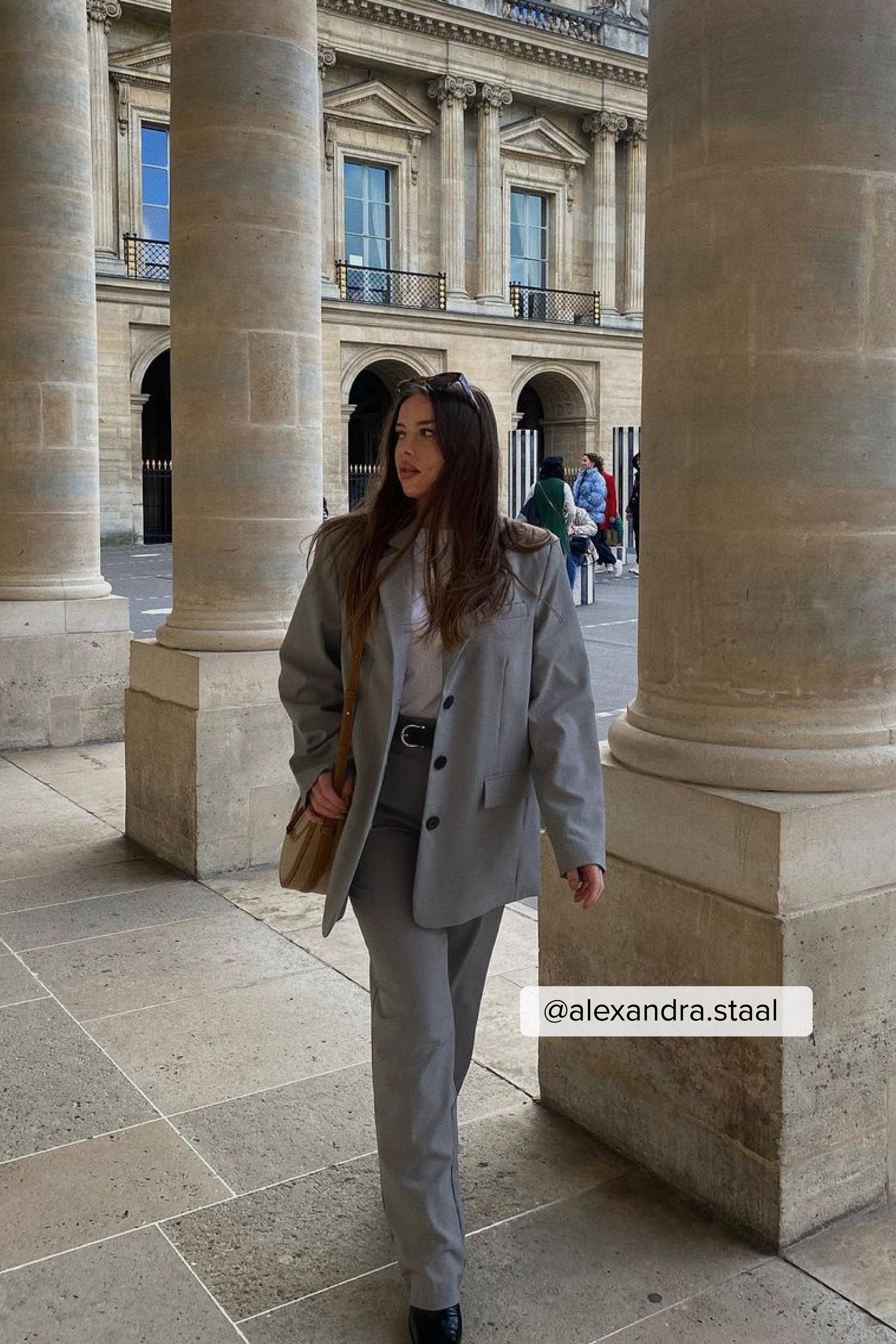 Melange-Blazer in Oversize mit drei Knöpfen