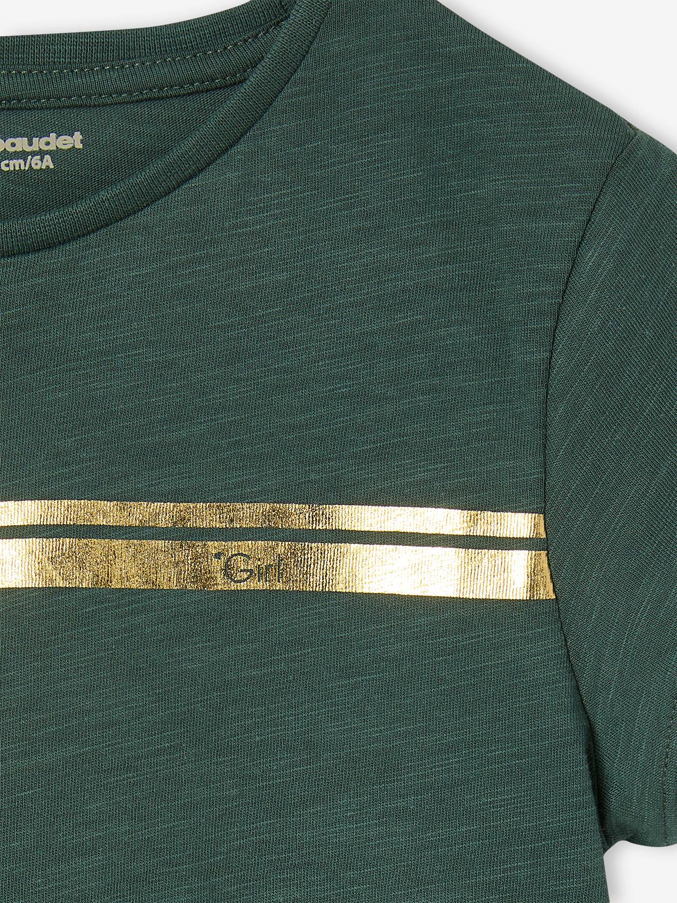 T-shirt de sport Basics fille rayures irisées placées écru