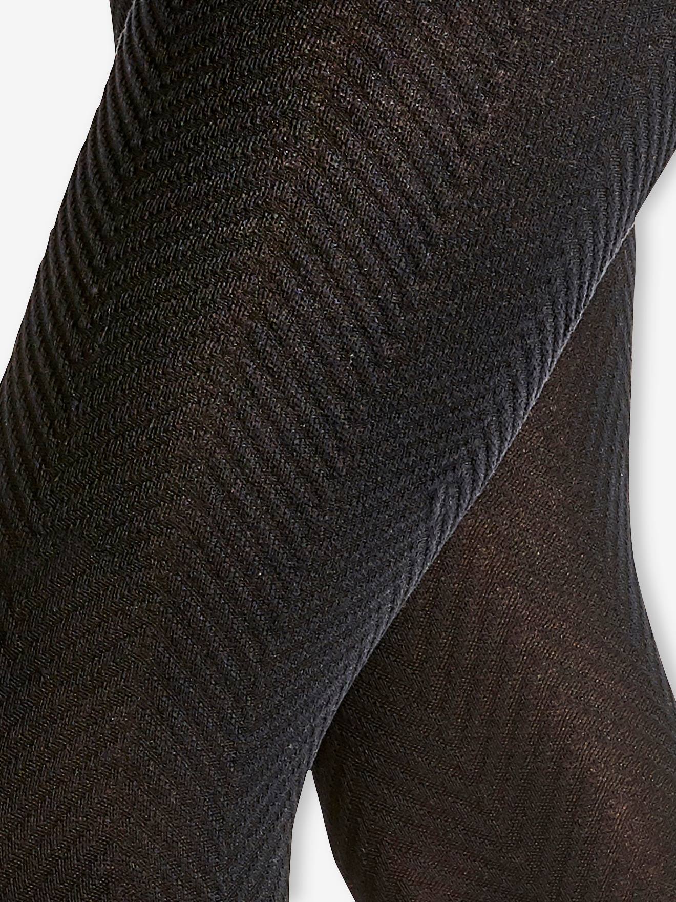 Vertbaudet Umstands-Strumpfhose, Chevronmuster Oeko-Tex - schwarz