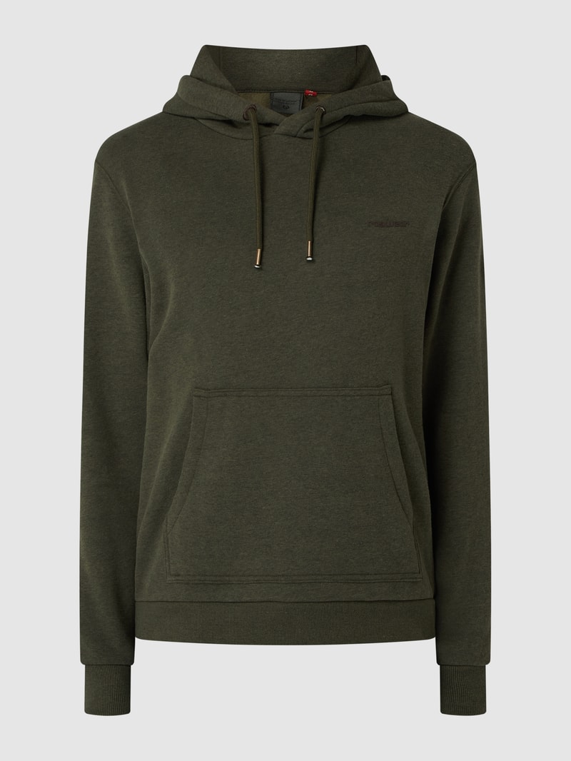 Hoodie mit Logo-Details Modell 'Kresy' in olivgrün meliert