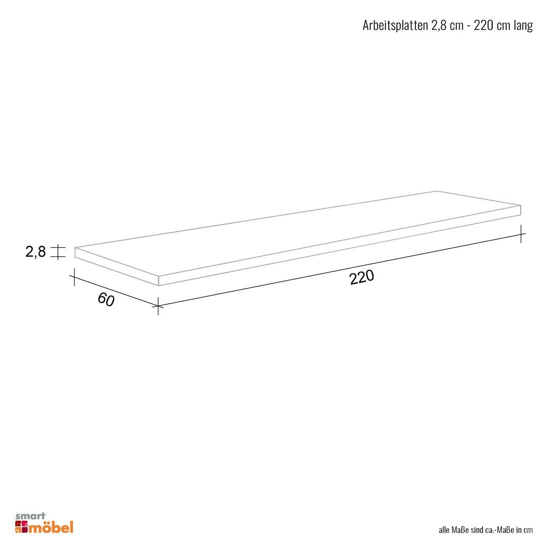 Flex-Well Arbeitsplatte - 220 x 60 x 2,8 cm - Sonoma Eiche – Salerno