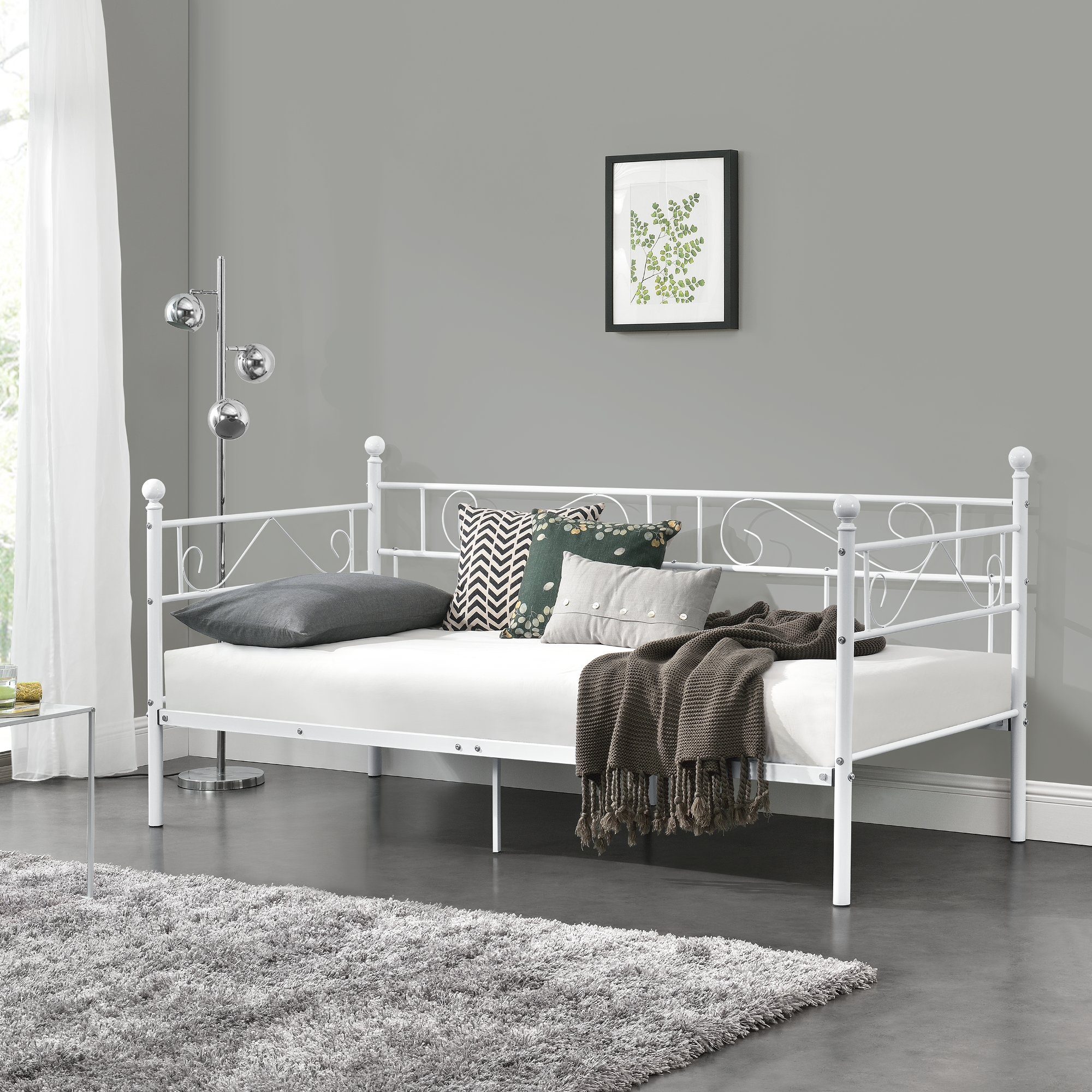 en.casa Metallbett, Granada Tagesbett 90x200cm in diversen Farben