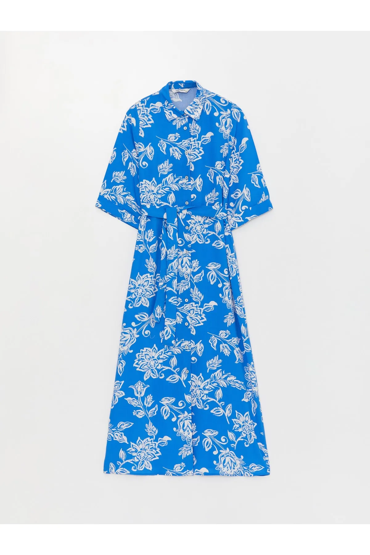 LC Waikiki  Geblümtes Damenkleid mit Hemdkragen