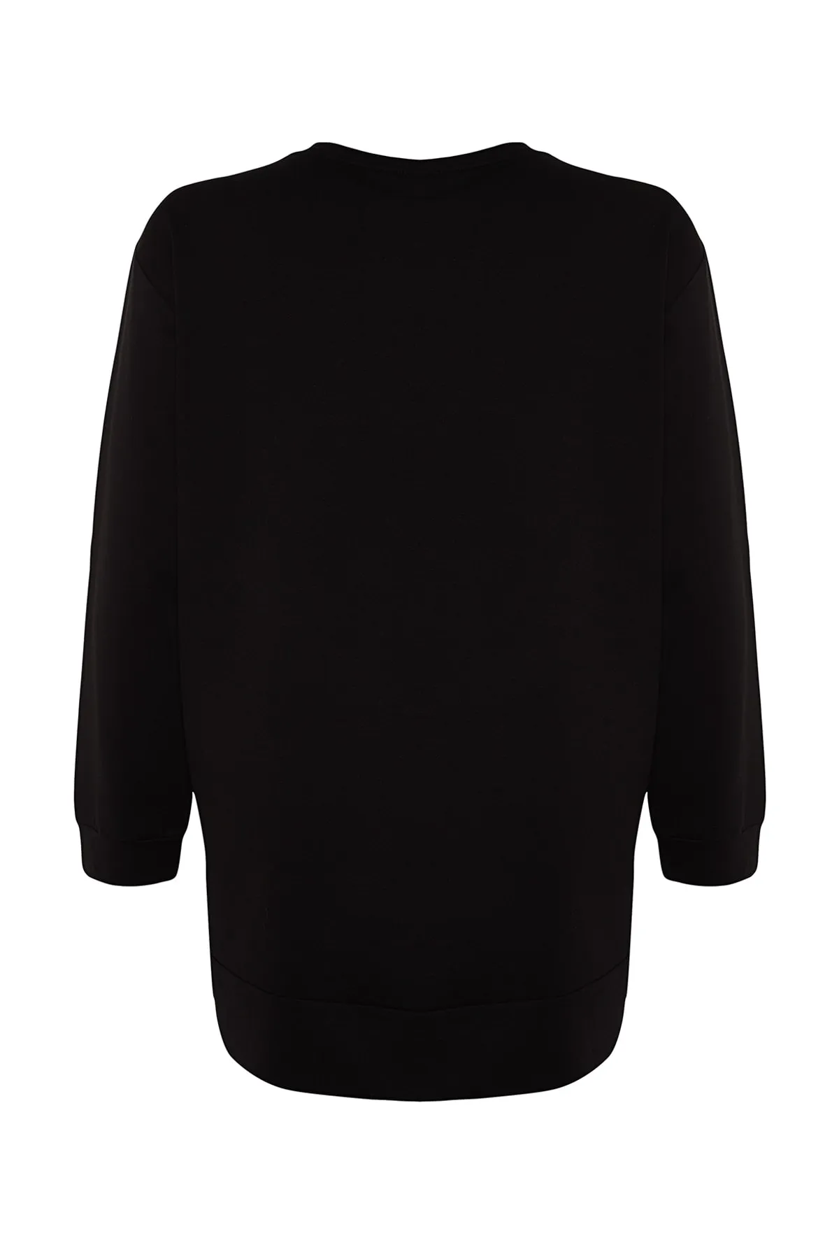 Trendyol Curve  Schwarzes, dünnes, detailliertes Strick-Sweatshirt mit Schlitz TBSSS22SW0173
