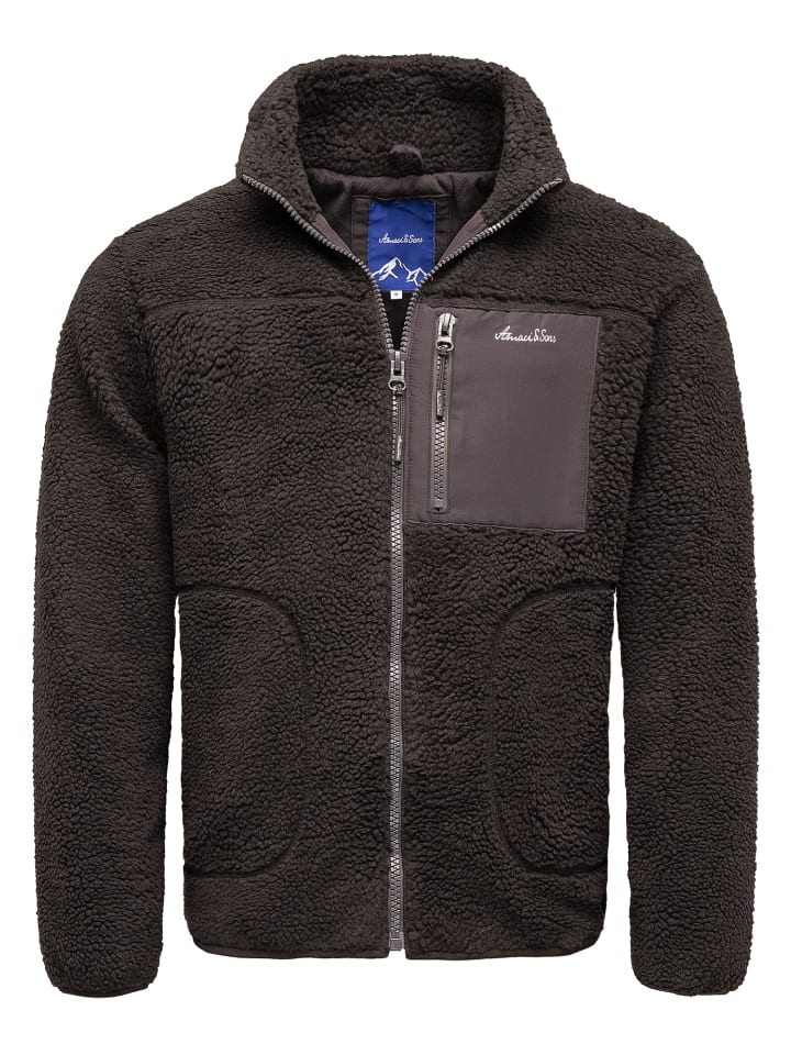 Amaci&Sons Fleecejacke YERMO in Anthrazit-Braun günstig kaufen