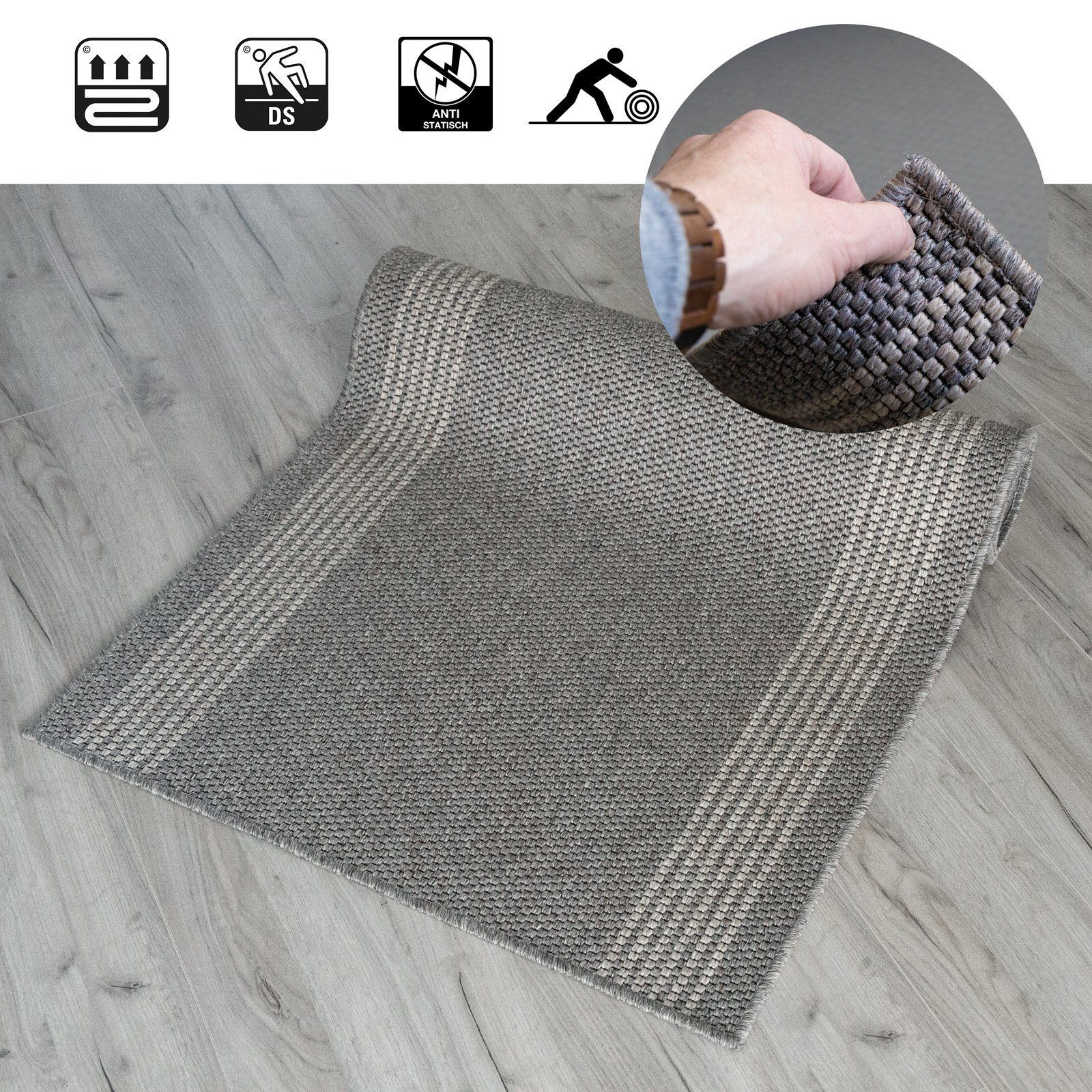 Bettumrandung Nature, Bettvorleger, ideal für das Schlafzimmer Karat, (3-tlg), in Sisal-Optik