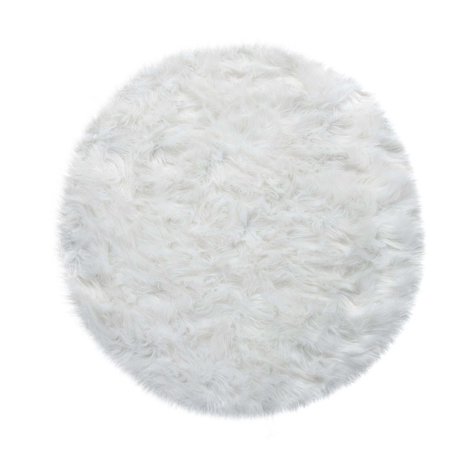 Fellteppich Wohnzimmer Hochflor Teppich Kunst-Fell Design, TT Home, rund, Höhe: 64 mm