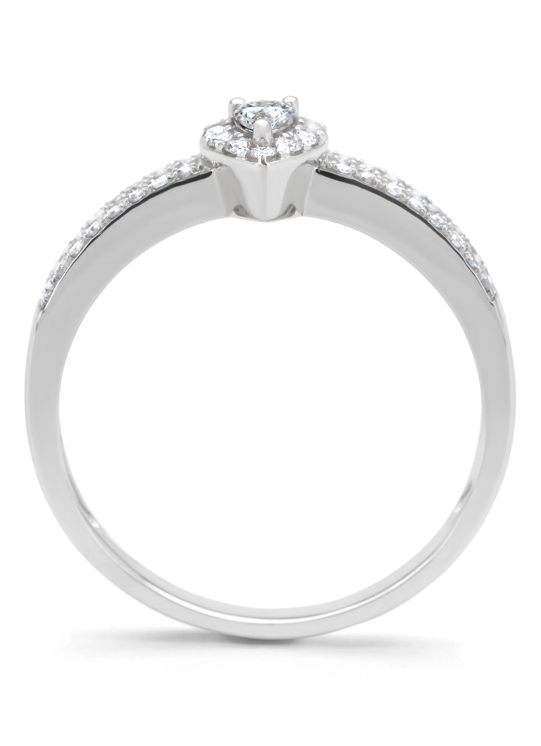Inel cu vârf de diamant din aur alb, diamant de 0.25ct, Petite Romance