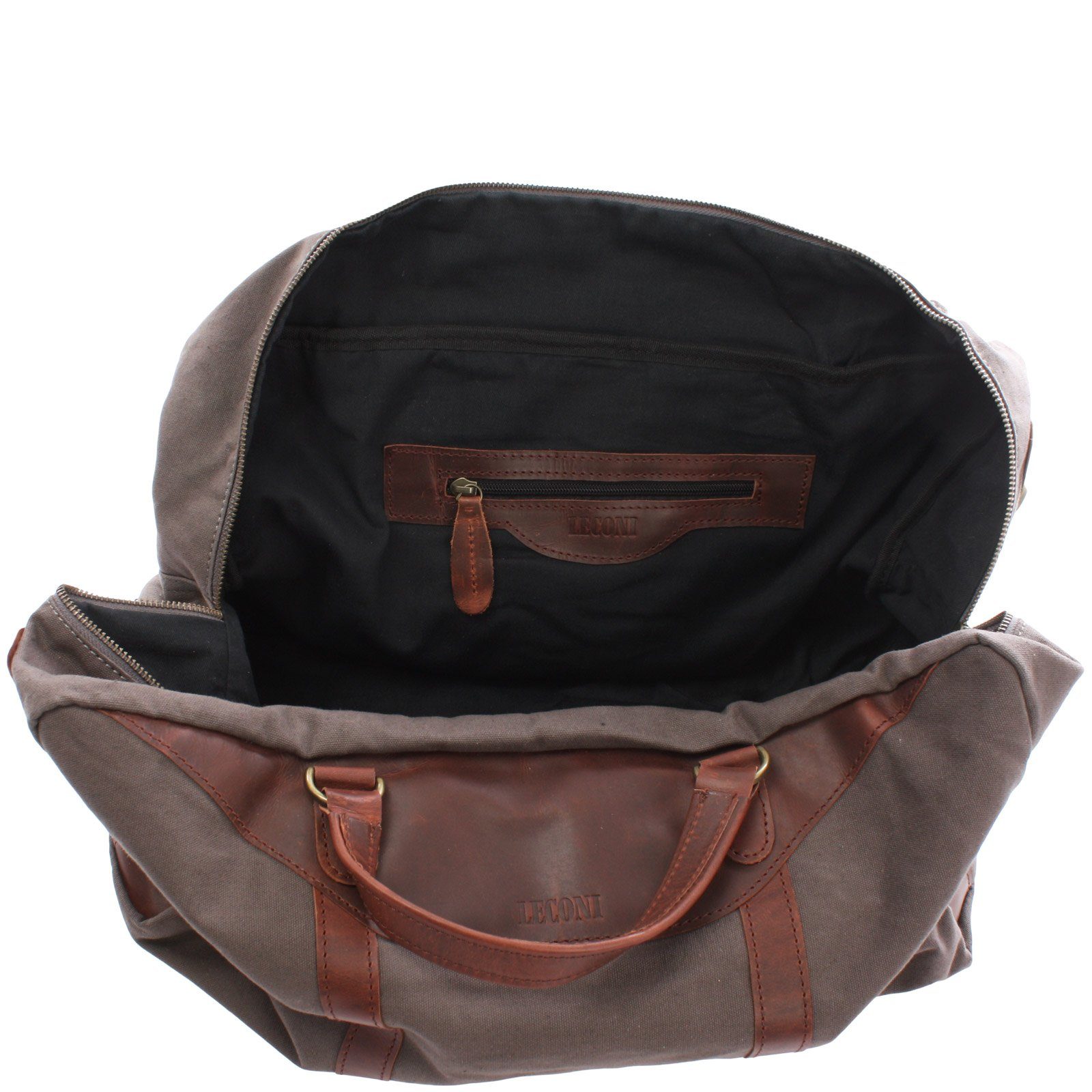 LECONI Weekender kleiner Weekender Sporttasche Canvas Leder LE2009