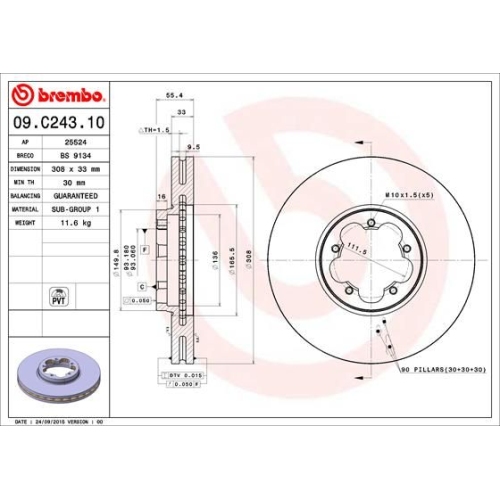 09.C243.10 BREMSSCHEIBE BREMBO VA  VP1 - ATU