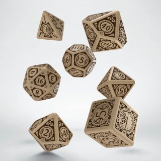 Steampunk Clockwork Beige & brown Dice Set (7)